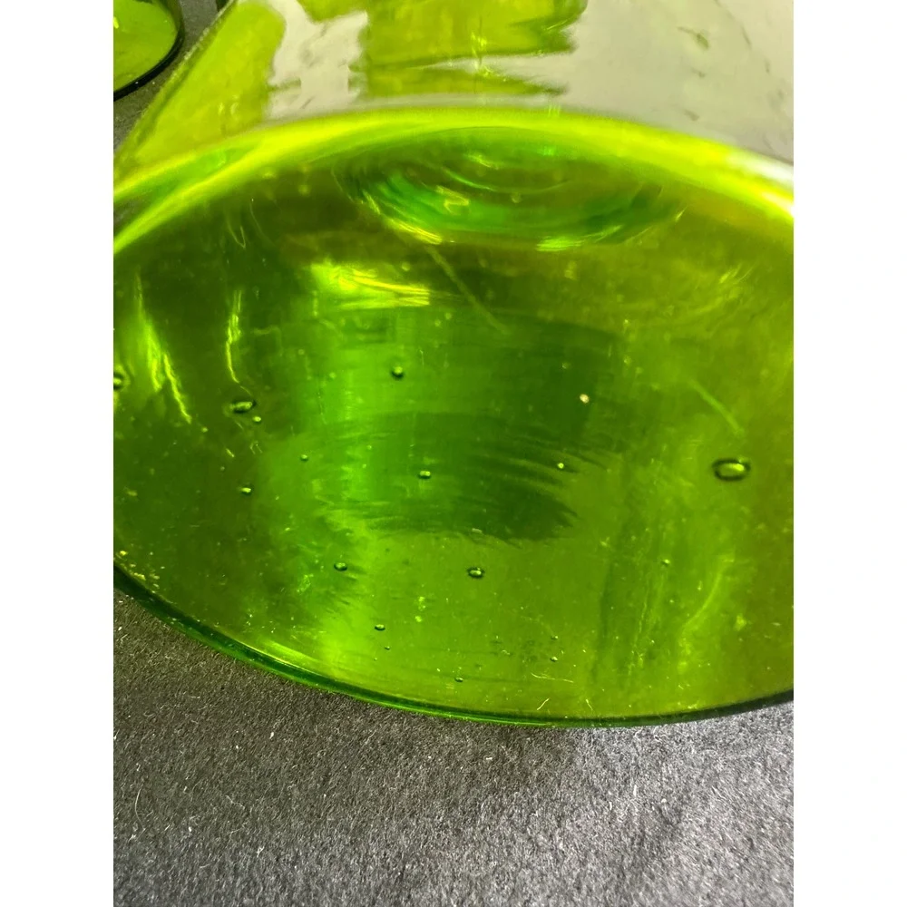 Vintage Green Glass Canister Set 4pc MCM Hand Blown Apothecary Jars